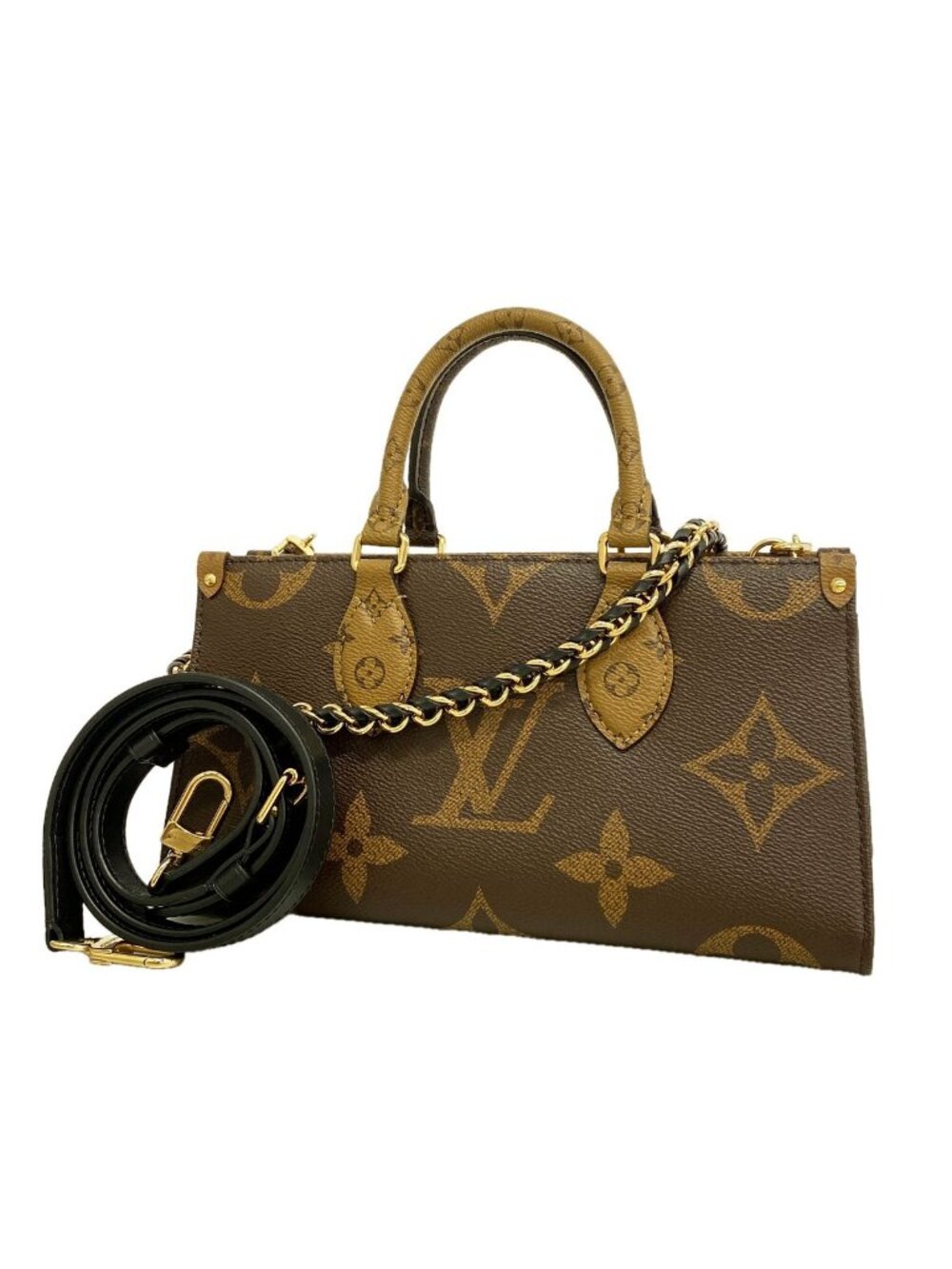 Louis Vuitton Handbag Monogram Giant Reverse On The Go East West Chain Brown